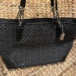 Coach Madison Op Art Needlepoint East West Tote- Black Photo 2