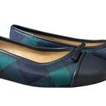 Talbots  blair ballet flats indigo blue multi plaid women's size 6M leather sole Photo 0