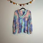Pink Lily  watercolor tie dye waffle hoodie Photo 2