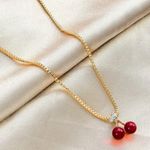 Cherry Pendant Necklace Gold Photo 1
