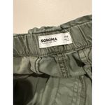 Sonoma  Paperbag Pants Womens Medium Petite Green Elastic Waist Drawstring Cotton Photo 2