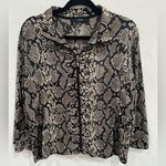 Toni Morgan black gray python snake print full zipped ruched long sleeve XL Photo 0