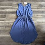 Monteri NWT Short Story Blue Knit Sleeveless Dress Drawstring Waist V Photo 5