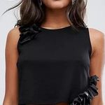 ASOS Ponte Crop Top With Satin Ruffle Detail Photo 4