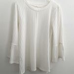 Anthropologie Entro Womens Bell Sleeve Boat Neck Ivory Rib Knit Tunic Top XLARGE Womens Photo 4