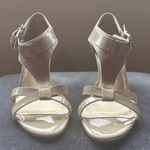 Bandolino  Size 9 1/2 Tan Nude Patent High Heel T-Strap Dress Sandals Man-Made Photo 0