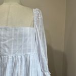 Pink Lily White Cotton Babydoll Dress Puff Sleeves Square Neck Flowy Sz Large Photo 8