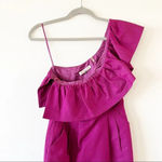 Rebecca Taylor  One Shoulder Dress Size 0 Silk Blend Spring Magenta Pantone Party Photo 7