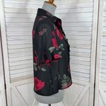 Studio I  Sheer Ruffle‎ Trim Roses Floral Crop Y2K Blouse Black Red 8 Gothic Top Photo 2