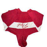 PINK - Victoria's Secret  Red and White Cropped Sweatshirt Photo 1