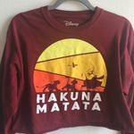 Disney  Crop Top Lion King Hakuna Matata Raw Hem Long Sleeves Sweatshirt Sz M GUC Photo 2