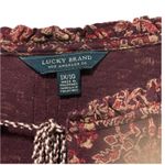 Lucky Brand  Boho Floral Paisley BabydollTop 1X‎ Maroon Tassel Tie Peasant Hippie Photo 5