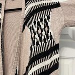 American Eagle Open Fringe Cardigan Knit Sweater Tan Black Size Medium Boho Long Photo 7