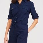 J. McLaughlin  NWT WESTPORT Navy Raffia Jacquard Size Small Romper. Photo 0