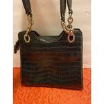 Black Pregio Boutique Handbag Faux Alligator Purse Chain Connects Straps Photo 7