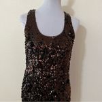 Vince brown bronze sequins nylon silk racerback shift mini dress 6 Photo 3