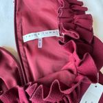 Trina Turk  NWT Burgundy Formal Gown Ruffle Neck Maxi Dress Size 14 $368 Photo 4