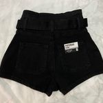 Black High Rise Paper Bag Denim Shorts Size 0 Photo 4