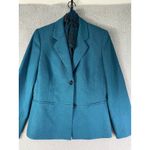 Evan Picone Teal Wool Blend Blazer Jacket Women's 14 Button Front Lined Career Photo 7