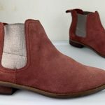 Toms Ella Suede Ankle Chelsea Boot Sz 7 Metallic Insets Rustic Rose Photo 6
