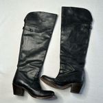 Frye  Lucinda Slouch Black Leather Over The Knee Heel Tall Riding Boots Photo 1