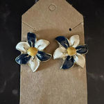 Vintage Cheeky Blue and White Flower Earrings Petal Power Photo 0