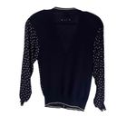 Evan Picone Women's Vintage 80s Navy White Polka Dot V Neck Button Up Cardigan S Photo 6