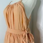 Free People  Coral Peach 100% Cotton Gauze Tie Strap Wide Leg Jumpsuit - S/P Photo 4