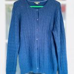 Eddie Bauer Womens XL Navy Ribbed Cable Knit Cotton Long Sleeve Sweater Academia Photo 12