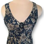 Jones New York Signature Dress Black Beige Floral Cotton V-neck Sleeveless Midi Photo 3