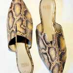 Paige Alia Snakeskin V-Notch Vamp Pointed Toe Slide Mules Sz 8 💛 Photo 0