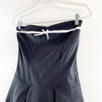 Saints Strapless Bow Contrast Mini Pleated Dress Black White Medium Photo 8