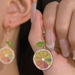 Colorful Citrus Slice Earrings Yellow Photo 0