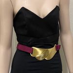 Pierre Cardin Vintage 80s Magenta Suede Leather Buckle Belt Size S/M Waist 27 Photo 3