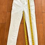 Madewell 9 Mid Rise Skinny Jeans in White Stepped with Button Fly, Size 28 Photo 3