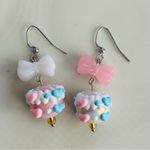 Cute Pastel Heart Earrings with Bow Pink Photo 2