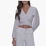 DKNY  Jeans Ruched Deep V-neck crop Top Photo 5