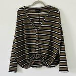 Urban Outfitters UO Out From Under Thermal Tie Up Stripe V Neck Long Sleeve Cardigan Green S Photo 0