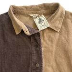 easel NWT  size M corduroy patchwork oversized shirt/jacket brown tan 100% cotton Photo 3