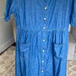 Vintage Denim Midi Dress Blue J Pockets Button Photo 0