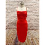 Princess Polly  Red Spaghetti Strap Lace Neckline Ruched Satin Dress Size 6 Photo 1