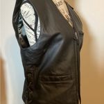 HARLEY DAVIDSON OFFICIAL WOMEN’S BLACK LEATHER SIDE TIES FULL ZIP VEST SIZE LG Photo 8