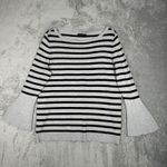 Lane Bryant Sweater Womens 18 20 Black Gray Striped Bell Sleeve Casual Neutral Photo 1