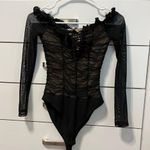 Charlotte Russe Black Ruched Long Sleeve Bodysuit Photo 1