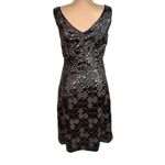 Etcetera Pleated Fit & Flare Cocktail Dress 4 Black Brown Circle Pattern Party Photo 3