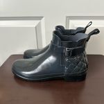 Hunter Slate Grey Refined Gloss Quilt Chelsea Rain Booties Size 10 Photo 2