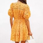 Just Me  Sunflower Fields Crochet Lace Mini Dress in Marigold Photo 5