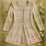 Vintage Pride & Joy Cream Textured Knit Longline Button Up Cardigan Blouse Gold Size 6P Photo 0