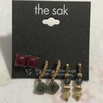 The Sak Gold Tone Trio Earring Set Studs Dangle Drop Acrylic Beads Photo 0