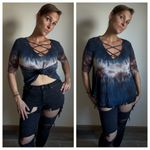 American Eagle Tie Dye Top Flowy Soft Round Hem Medium Photo 1